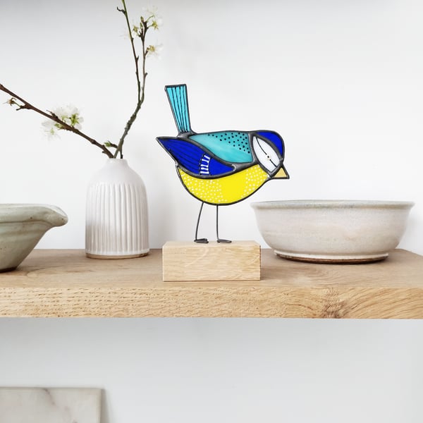  Blue Tit Glass Sculpture (Made to order) 