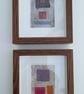 Colourful Combinations Red Orange Pink Lilac Handstitched Geometric Art Pictures - Image 9