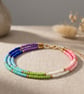Rainbow Triple Strand Seed Bead Bracelet - Image 2