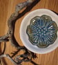 Bowl, dipping bowl, porcelain with blue green flower decoration - Image 1