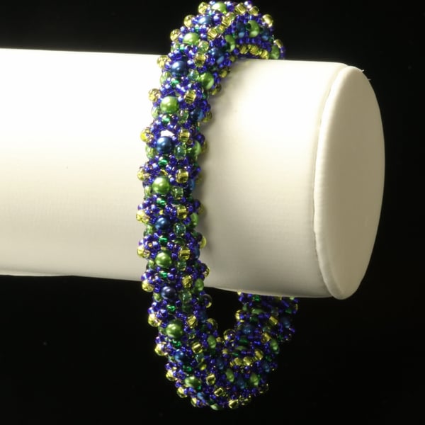 Soft Weave Bangle in Blue and Green