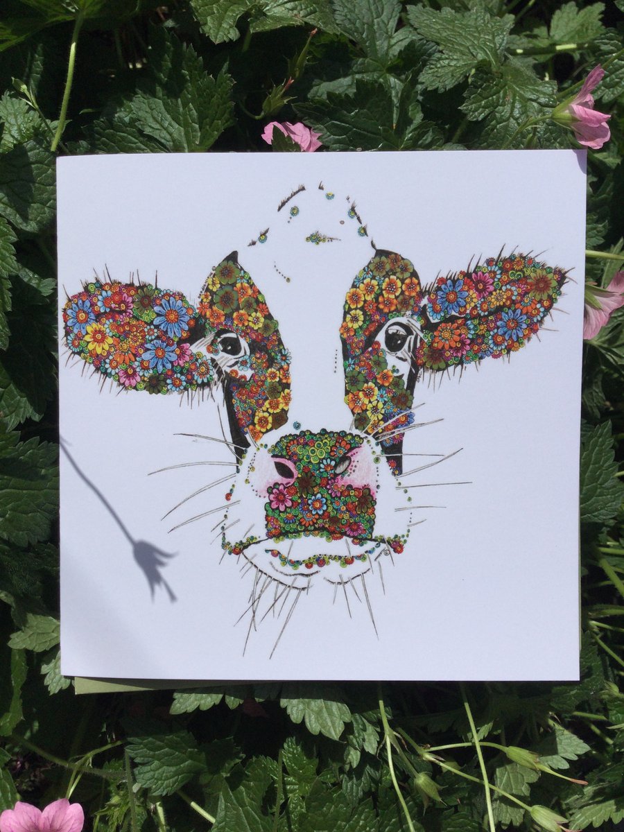 Sparkly Marigold the Cow Greeting card 