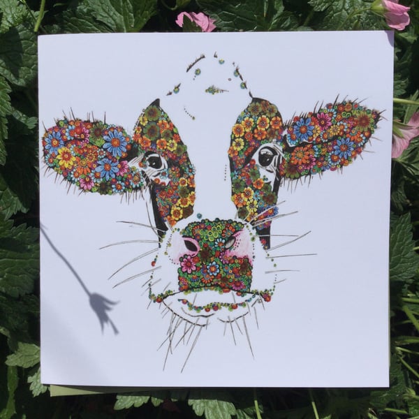 Sparkly Marigold the Cow Greeting card 