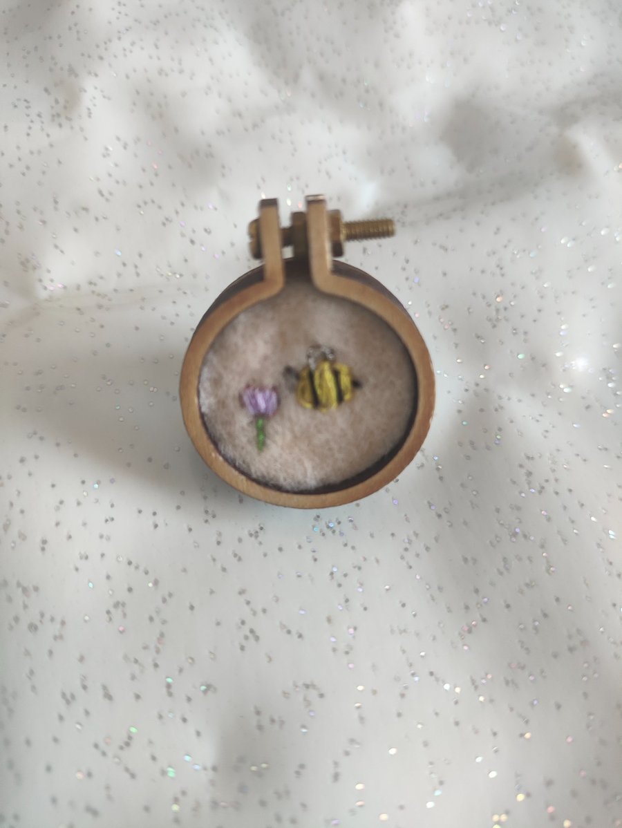 Hand stitched bumble bee badge