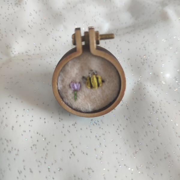 Hand stitched bumble bee badge