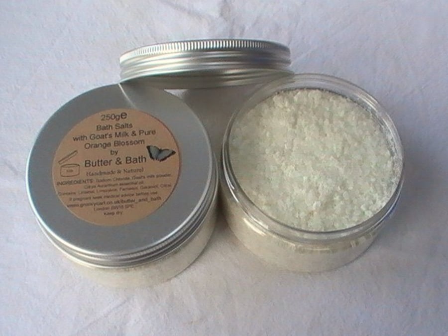 Bath Salts with Goat's Milk & Pure Orange Blossom 250g 8.8oz Neroli Bath Soak