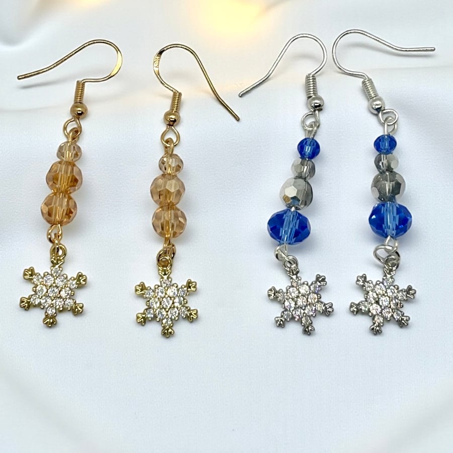 Snowflake Charm Earrings, Secret Santa gifts