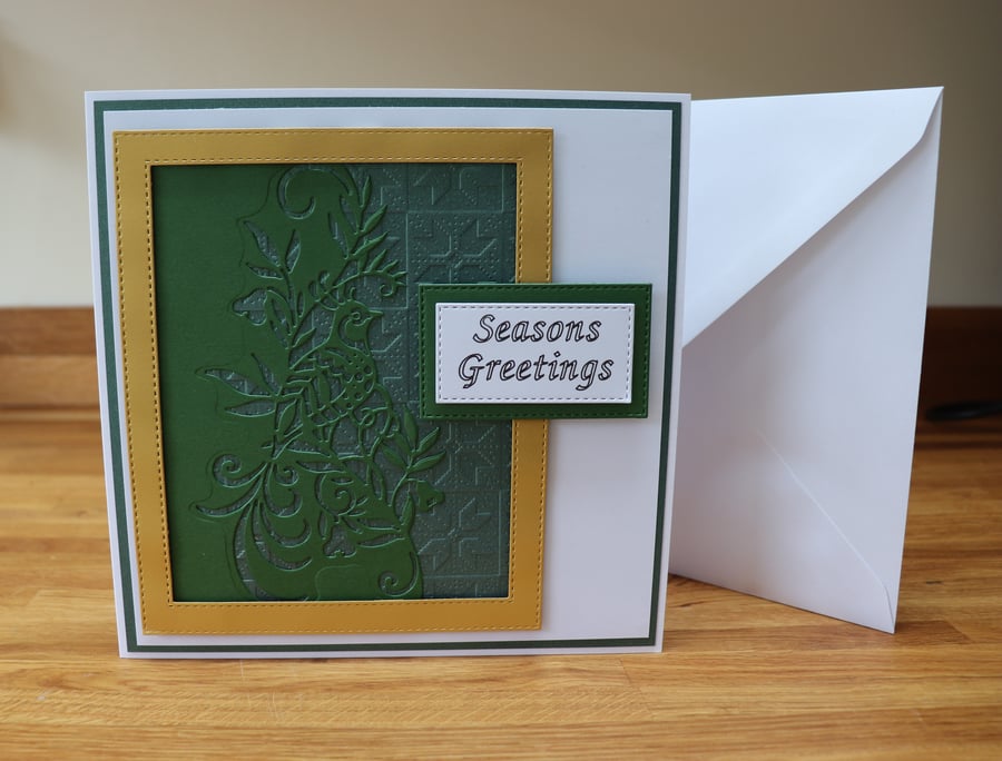 Partridge in a pear tree card, in Green