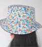 Blue Sun Hat Bucket Hat Ditsy Floral Rim Navy Blue Duck Egg Reversible Shade - Image 8