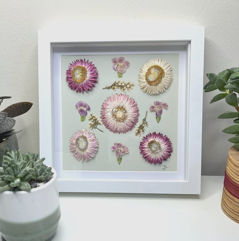 Real Pressed and Dried Flower Botanical Framed Art