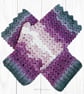 Crochet gloves. Purple pink and grey ladies gloves, fingerless gloves.   - Image 3