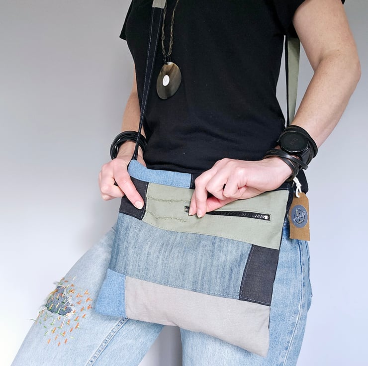 Crossbody jeans bag, ecofriendly messenger bag,... Folksy