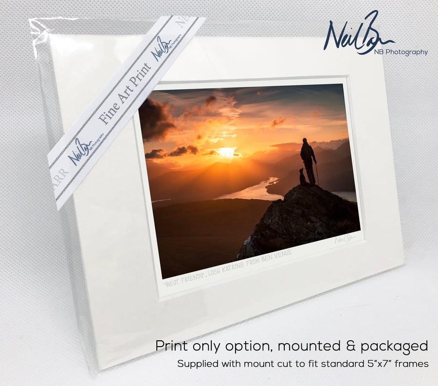 Best Friends - Man & Dog Ben Venue Scotland - A6 (7"x 5") Unframed Print