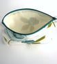 Roses Make up Bag, Cosmetic Bag with Turquoise and Duck-egg Blue Roses - Image 2