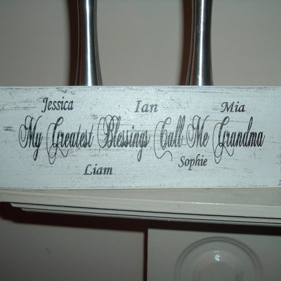 shabby chic grandmas grandchildren plaque personalised