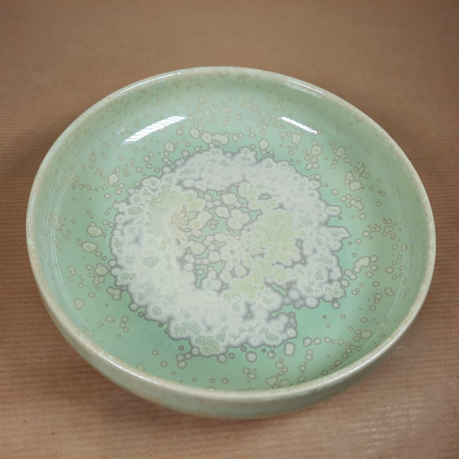 Hand thrown turquoise ceramic jewellery dish - with a crystal glaze
