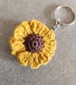 Sunflower keyring, crochet bag charm 