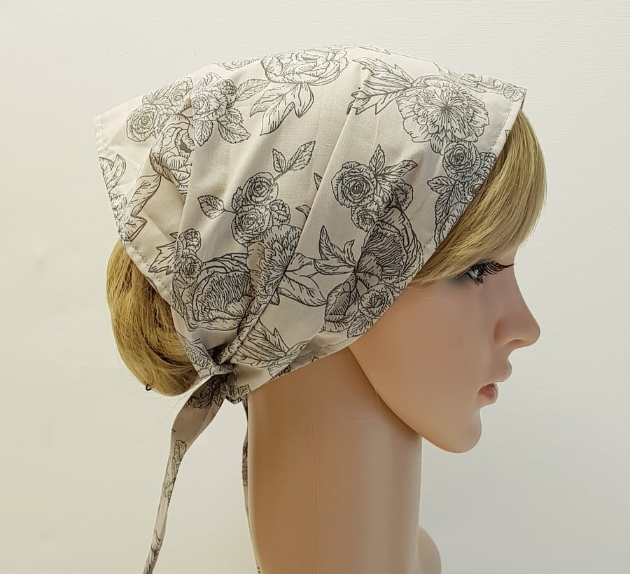 Wide hair covering, self tie head scarf, hair scarf for women, bandanna
