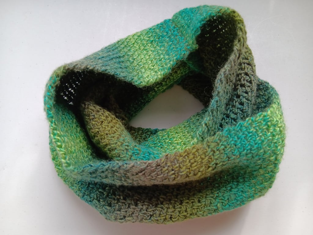 Crochet Infinity Scarf (Forest Greens) - cosy and stylish!