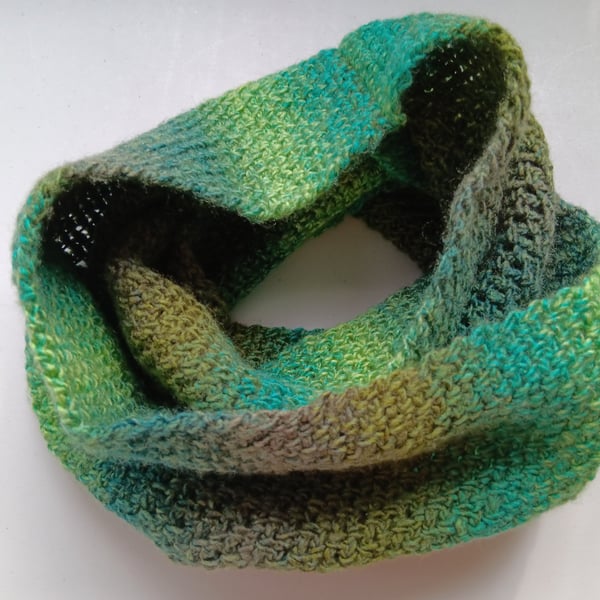 Crochet Infinity Scarf (Forest Greens) - cosy and stylish!