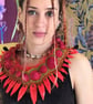 Red flamed collar - statement piece  - Image 9