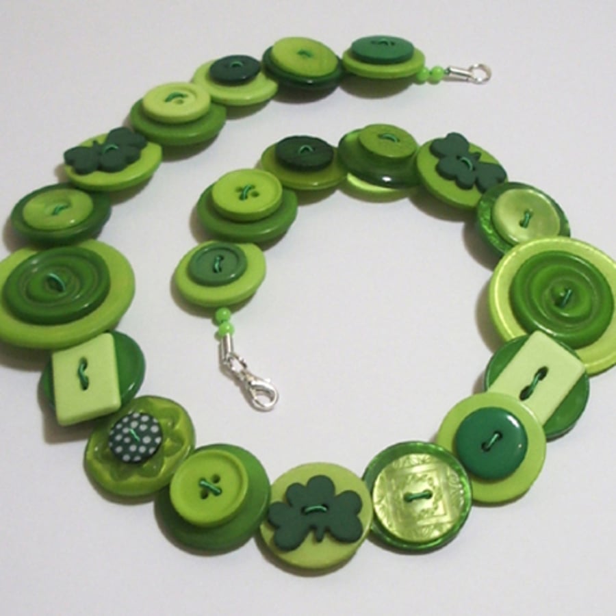 Lime and Green button necklace
