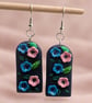Flower Earrings Arch Shaped Polymer Clay Dangle Earrings - Handmade UK - Image 2