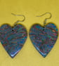 Rainbow Heart Polymer Clay Dangle Earrings, Handmade Colorful Swirl Jewelry, Uni