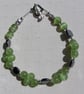 Green Peridot & Black Hematite Gemstone Beaded Bracelet "Green Daze" - Image 5