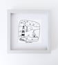 Ahoy There, sailing boats and lighthouse illustration, Giclee print