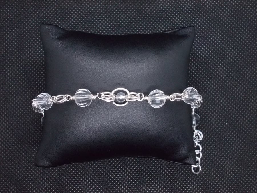 SALE - Clear quartz rosary linked bracelet