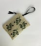 Mediterranean Olives Print Linen Zip-Up Pouch; Makeup Bag; Hand printed Purse  - Image 1