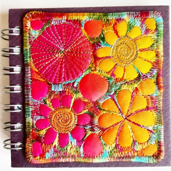 Sketchbook Spiral Bound Square 4 x 4 inches Free Machine Embroidery Cover