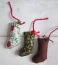 SOLD - Scrapbox Stockings, Tiny Stocking Tree Decorations - Image 1
