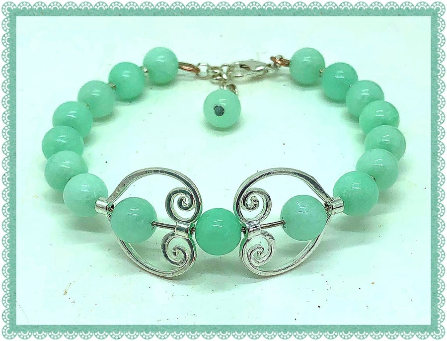One of a Kind (OOAK) Amazonite Fidget spinner bangle style bracelet