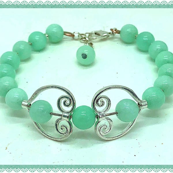 One of a Kind (OOAK) Amazonite Fidget spinner bangle style bracelet