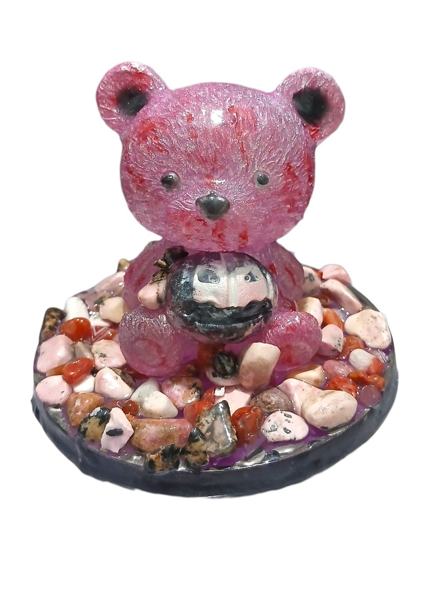 Heartfire Guardian Bear Sculpture Rhodonite & Red Agate