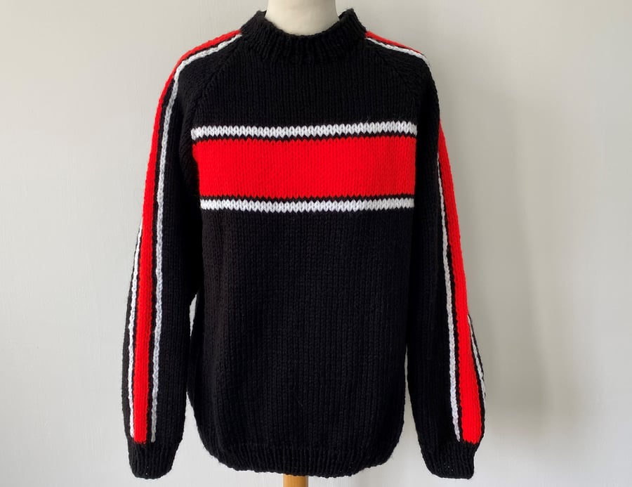 Redstripe Hand Knitted Sweater by Bexknitwear