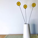 Stained Glass Dandelion Clock, Everlasting Handmade Wild Flower - Yellow