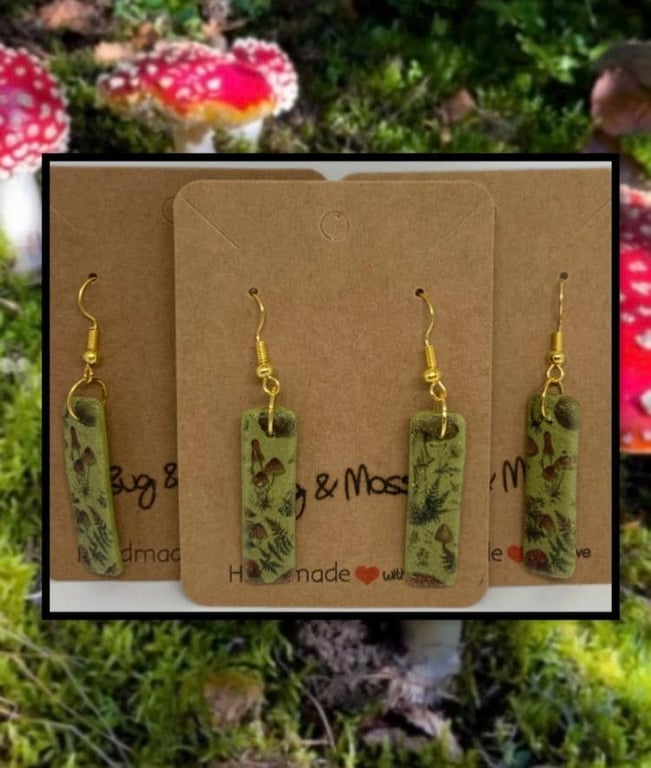 Forest mushroom drop earrings