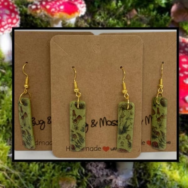 Forest mushroom drop earrings