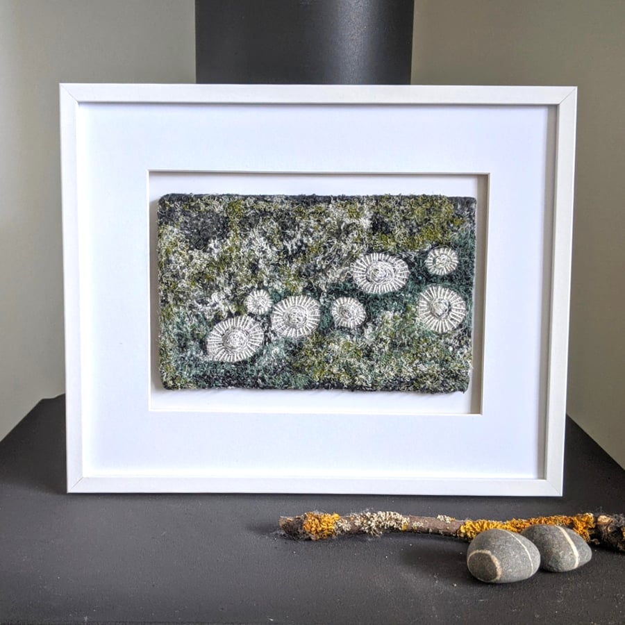 Coastal inspired Textile Art in Dark Green - UNFRAMED Seconds Sunday