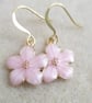 18k goldplated earrings with beautiful pink enamled sakura cherry blossom flower