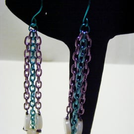 Shell and Coloured Chain Earrings