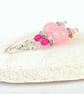 Pink gemstone and crystal earrings - Image 3