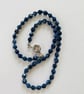 Dark blue spotted agate beaded necklace with stainless steel clasp - Image 5