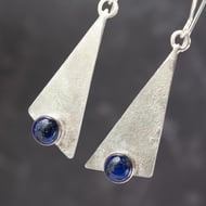 Contemporary Lapis Lazuli and Silver Dangle Earrings