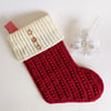 Christmas Stocking in Red and Cream