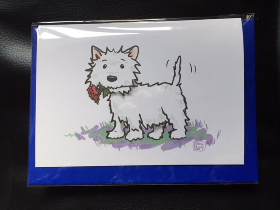 West Highland Terrier Rose Card 