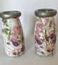 Sweet Peas Upcycled Small Glass Bottles set of Two Vases